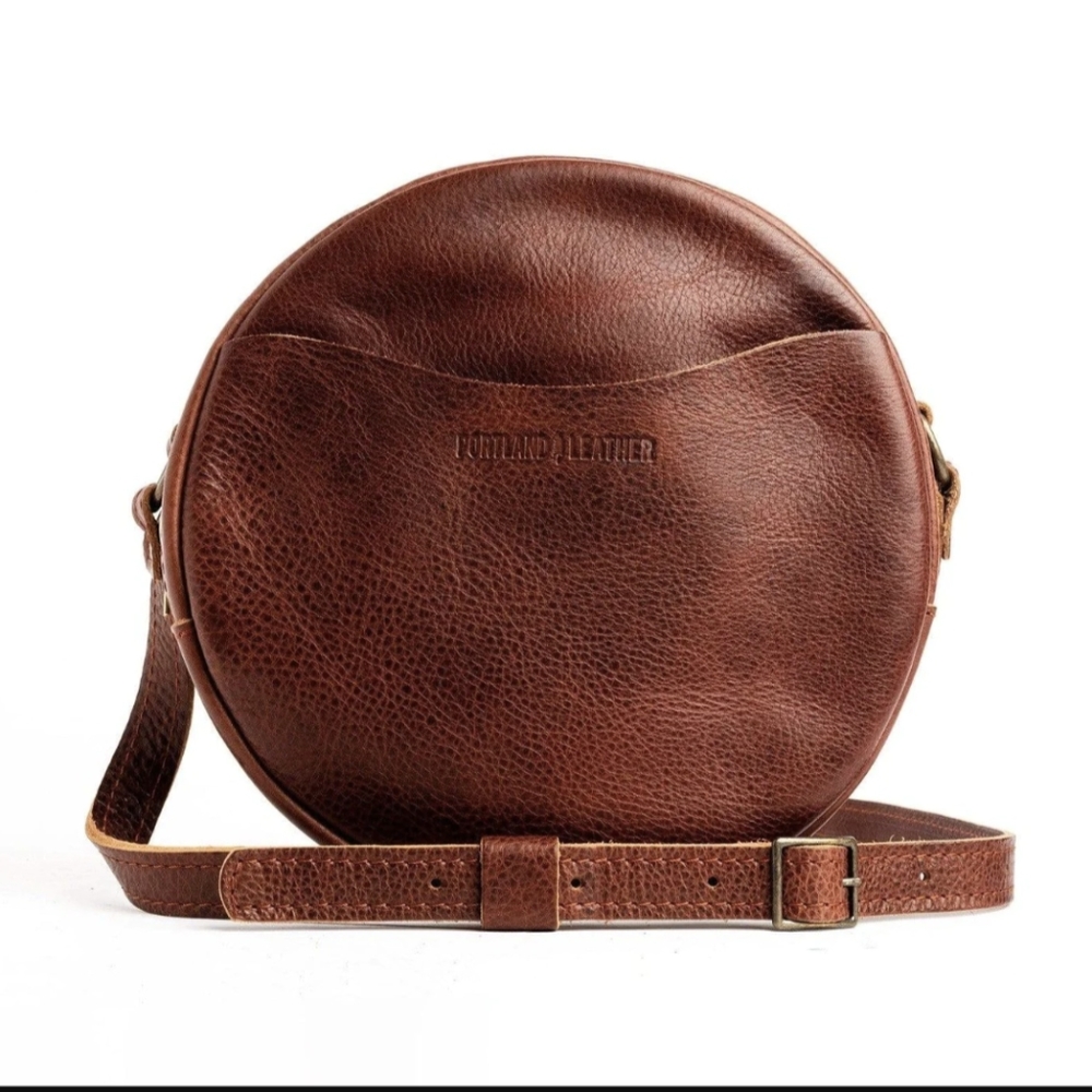 Portland Leather 'Almost Perfect' crossbody circle bag